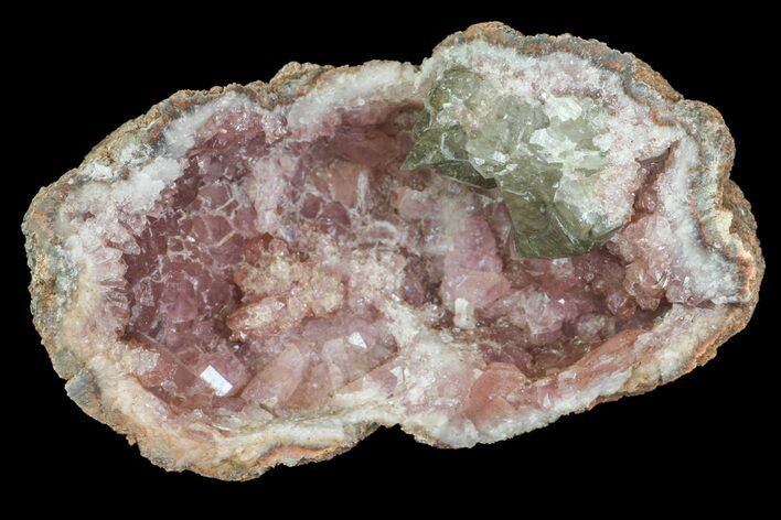 Pink Amethyst Geode Section with Calcite - Argentina #113331